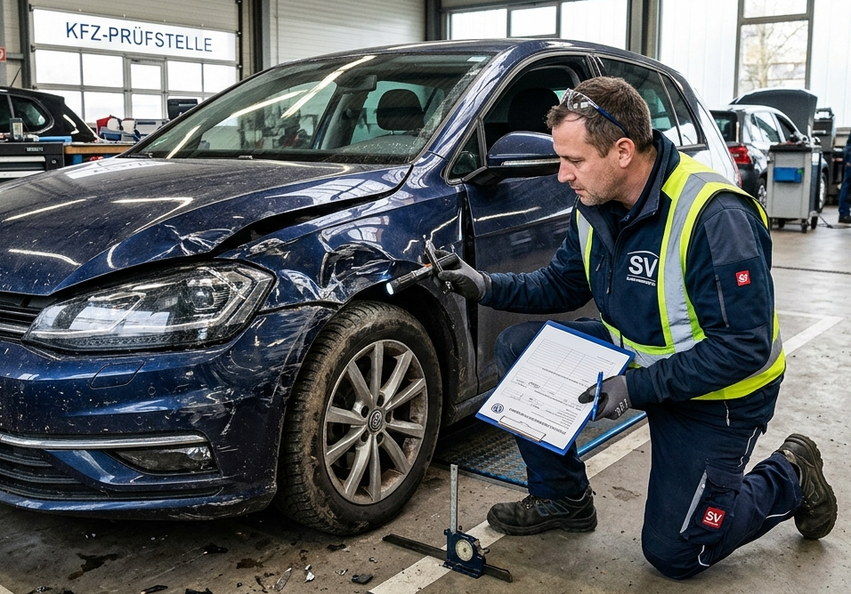 Kfz-Sachverständiger bei der Begutachtung